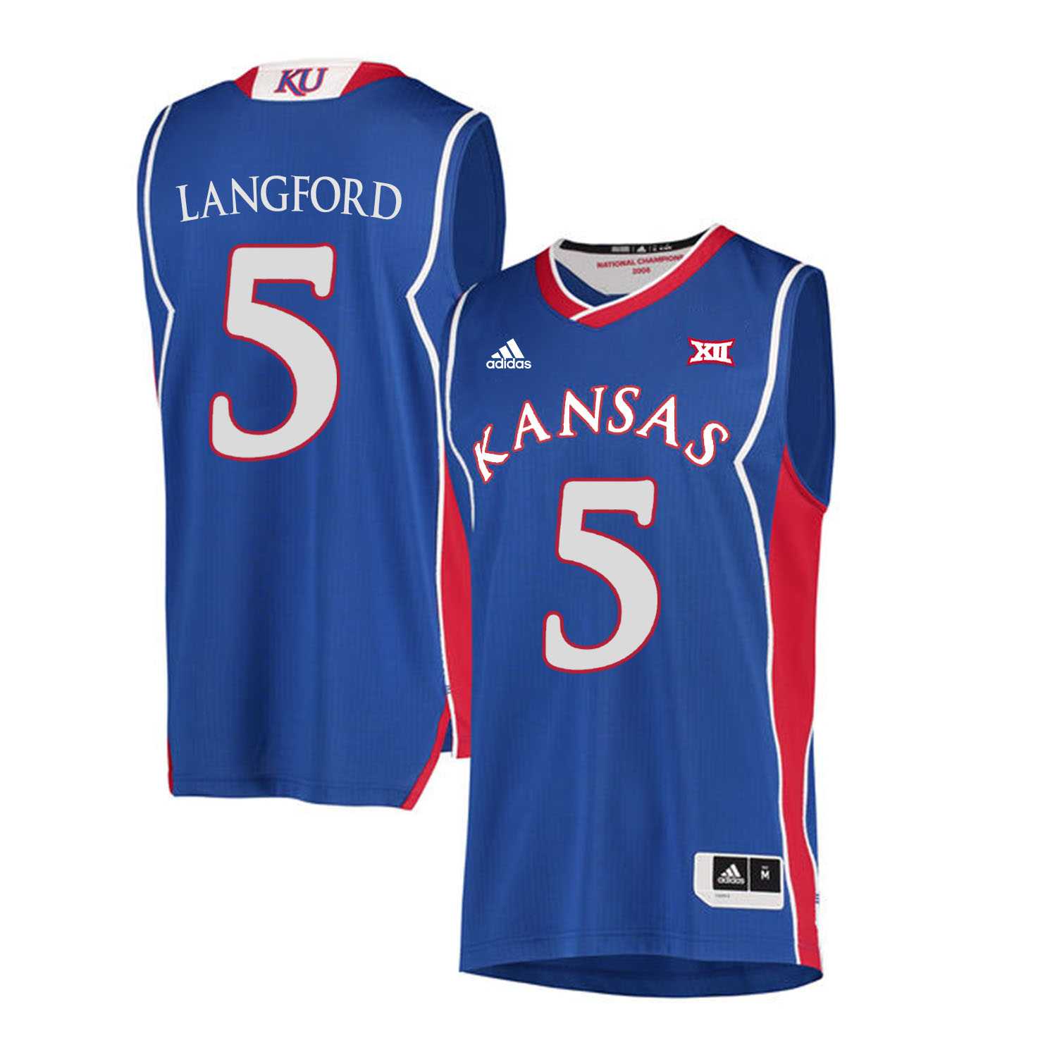 Kansas Jayhawks 5 Keith Langford Blue Throwback College Basketball Jersey Dzhi